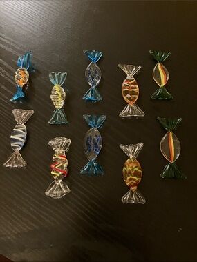 Assorted Glass Candy Multicolor - 10 pieces